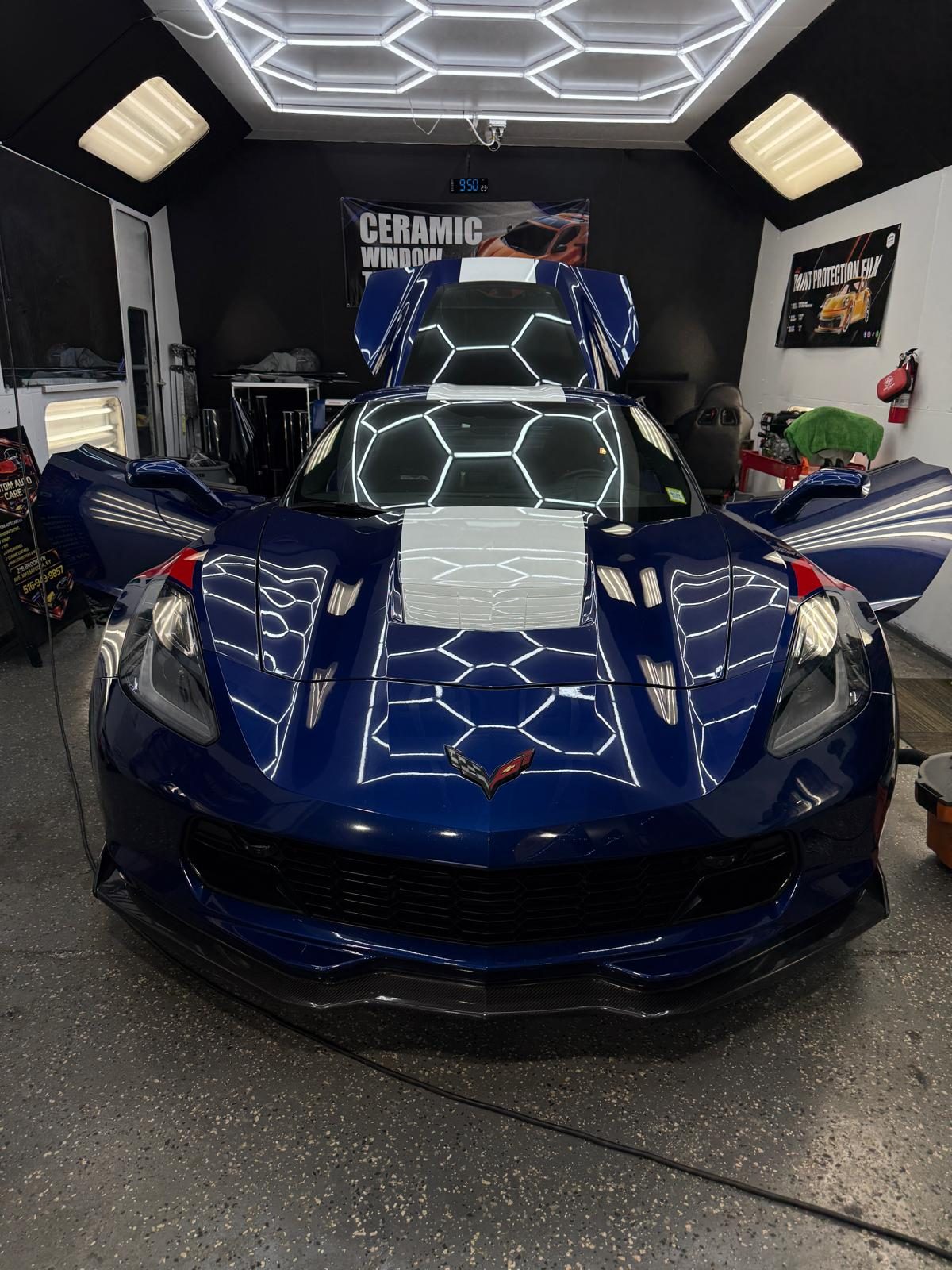 Chevrolet Corvette with hexagon ceramic coating pattern