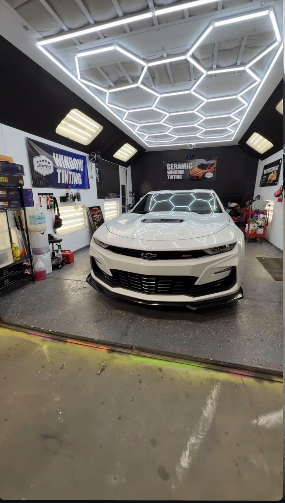 Chevrolet Camaro with hexagon ceramic coating pattern