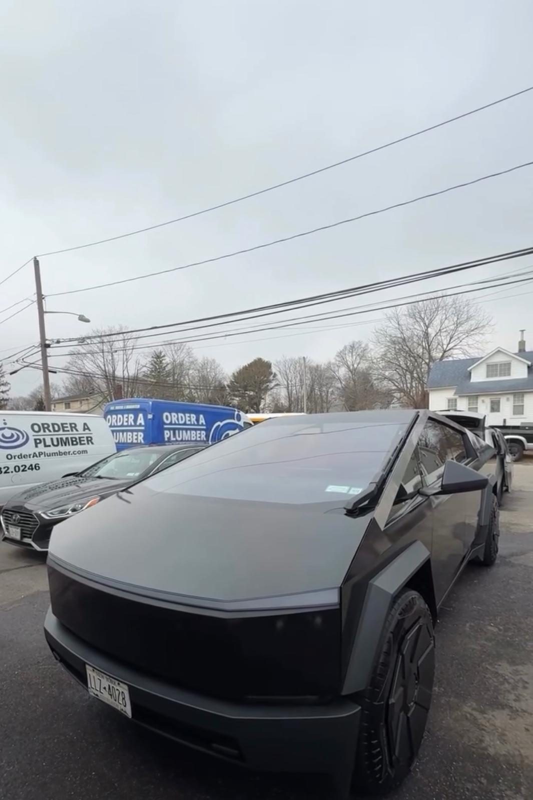 Tesla Cybertruck with matte black wrap
