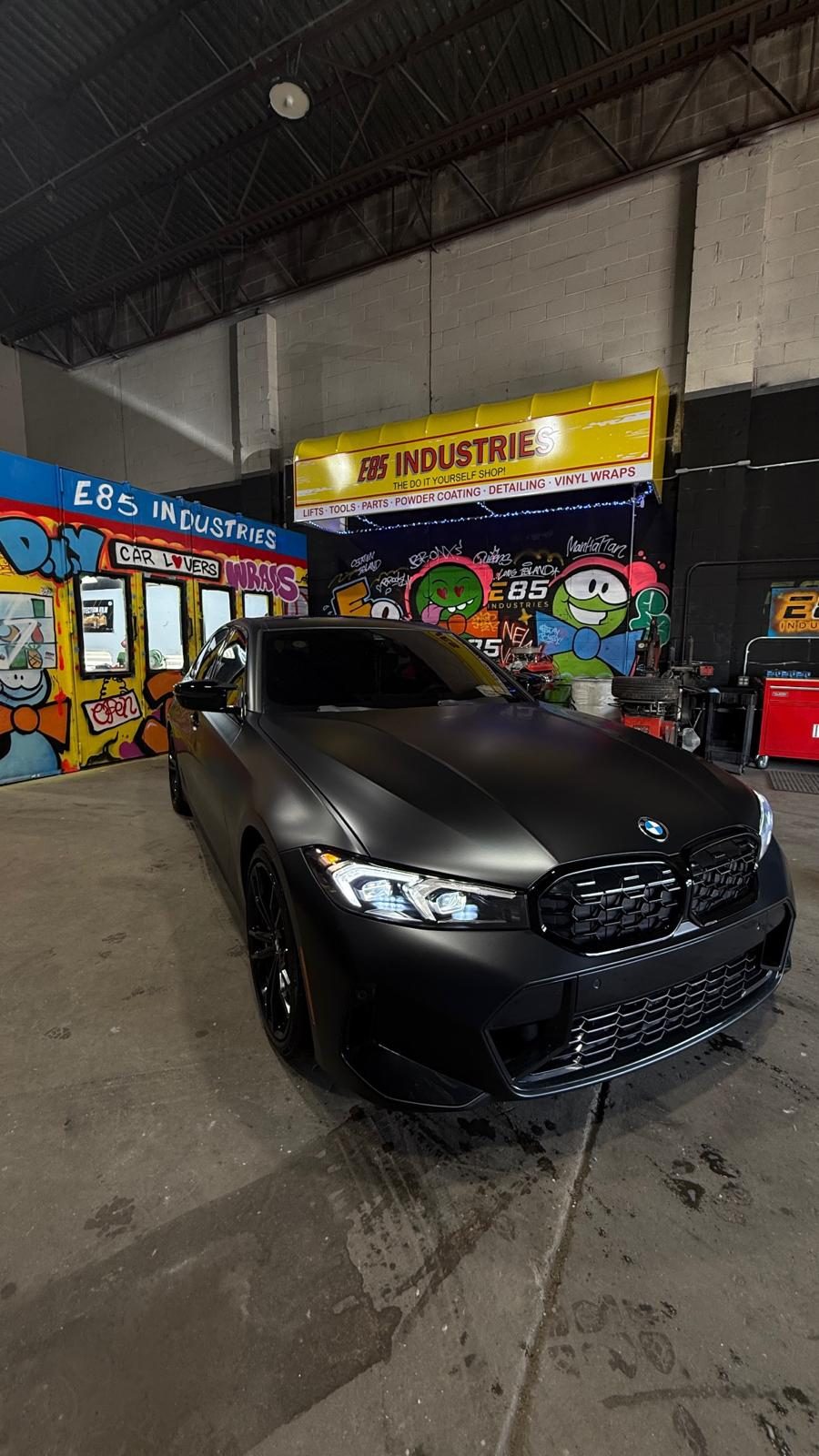 BMW 3 Series with matte black wrap