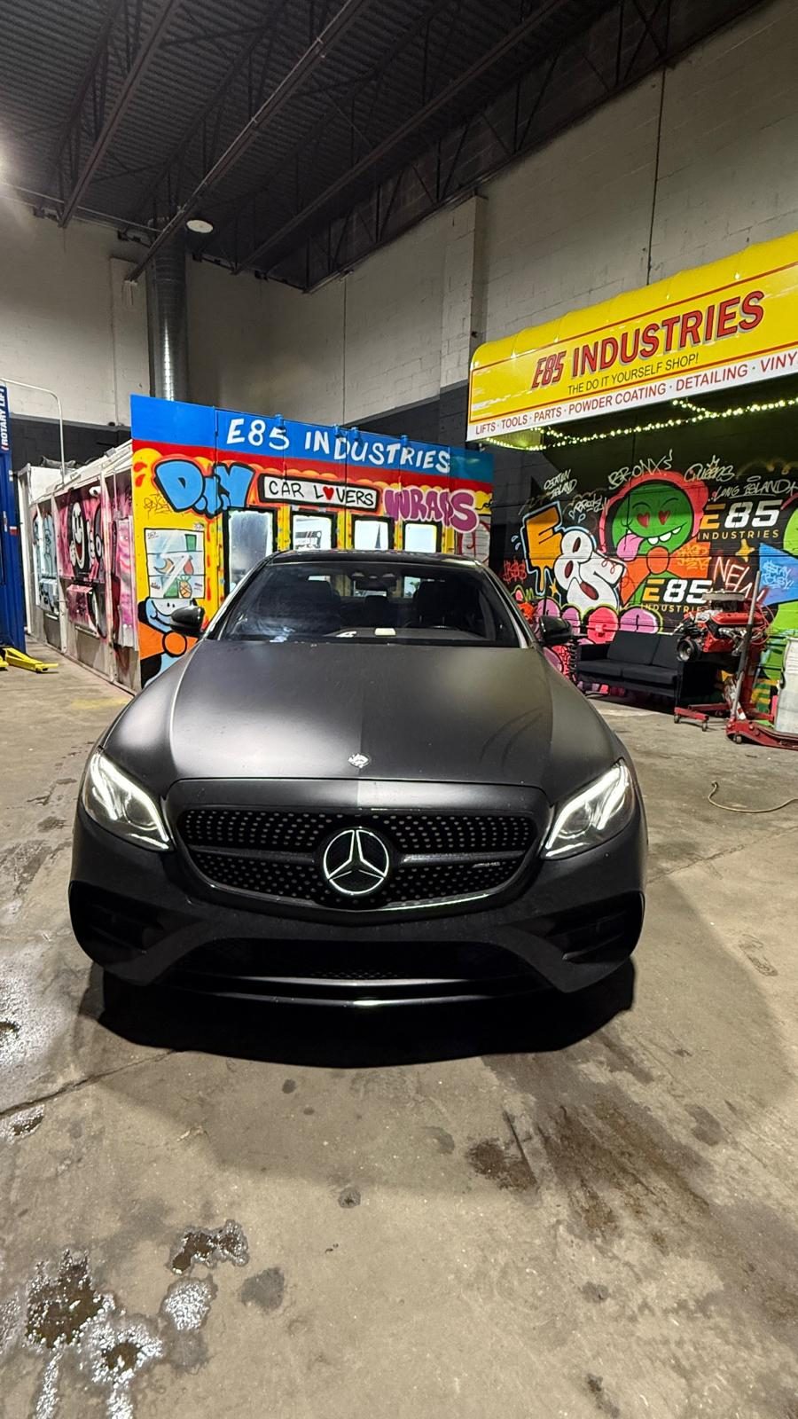 Mercedes-Benz E-Class with matte black wrap